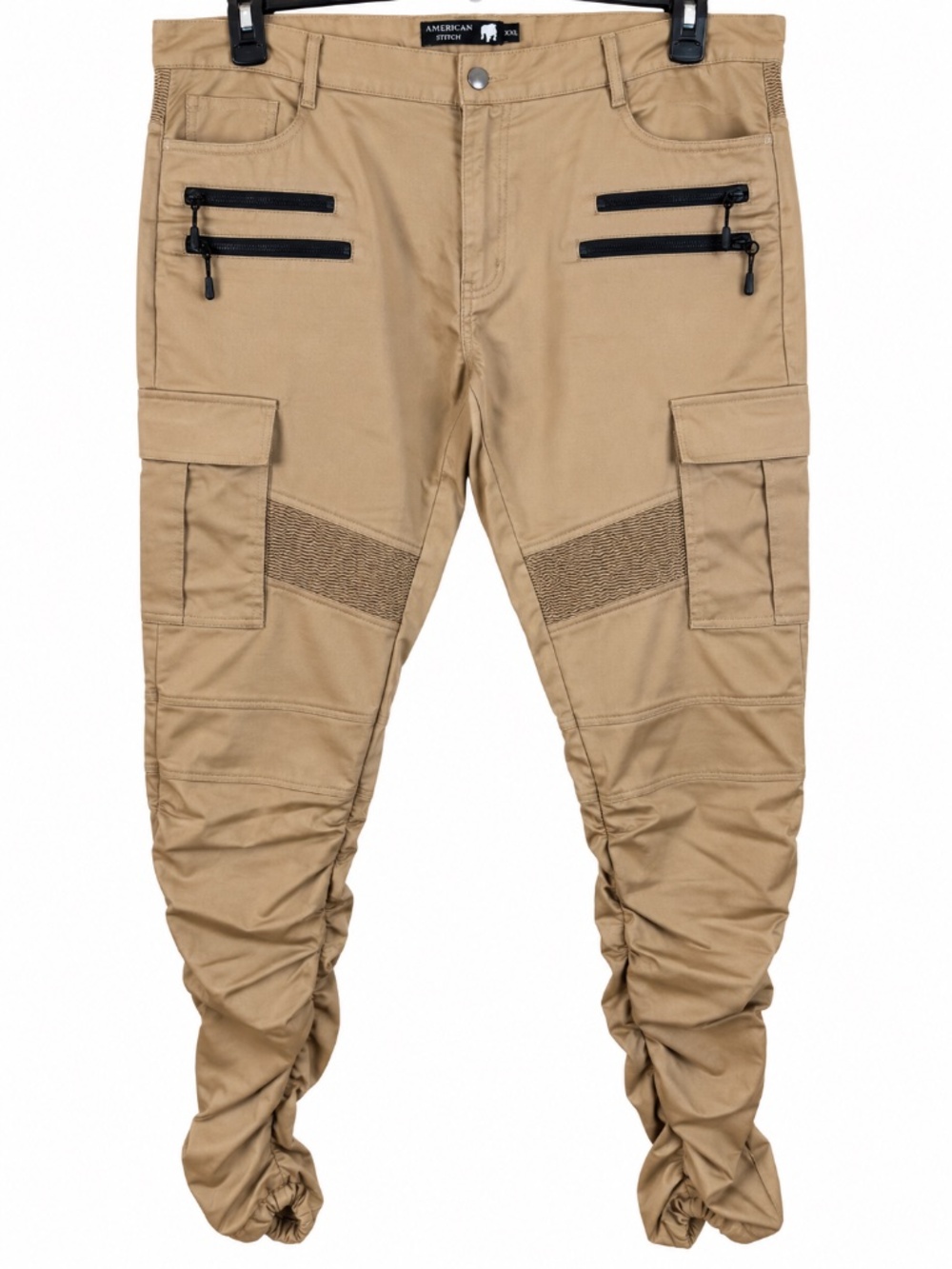 American Stitch Men's XXL Khaki Cargo Moto Twill Bungee Jogger Utility Pants NWT